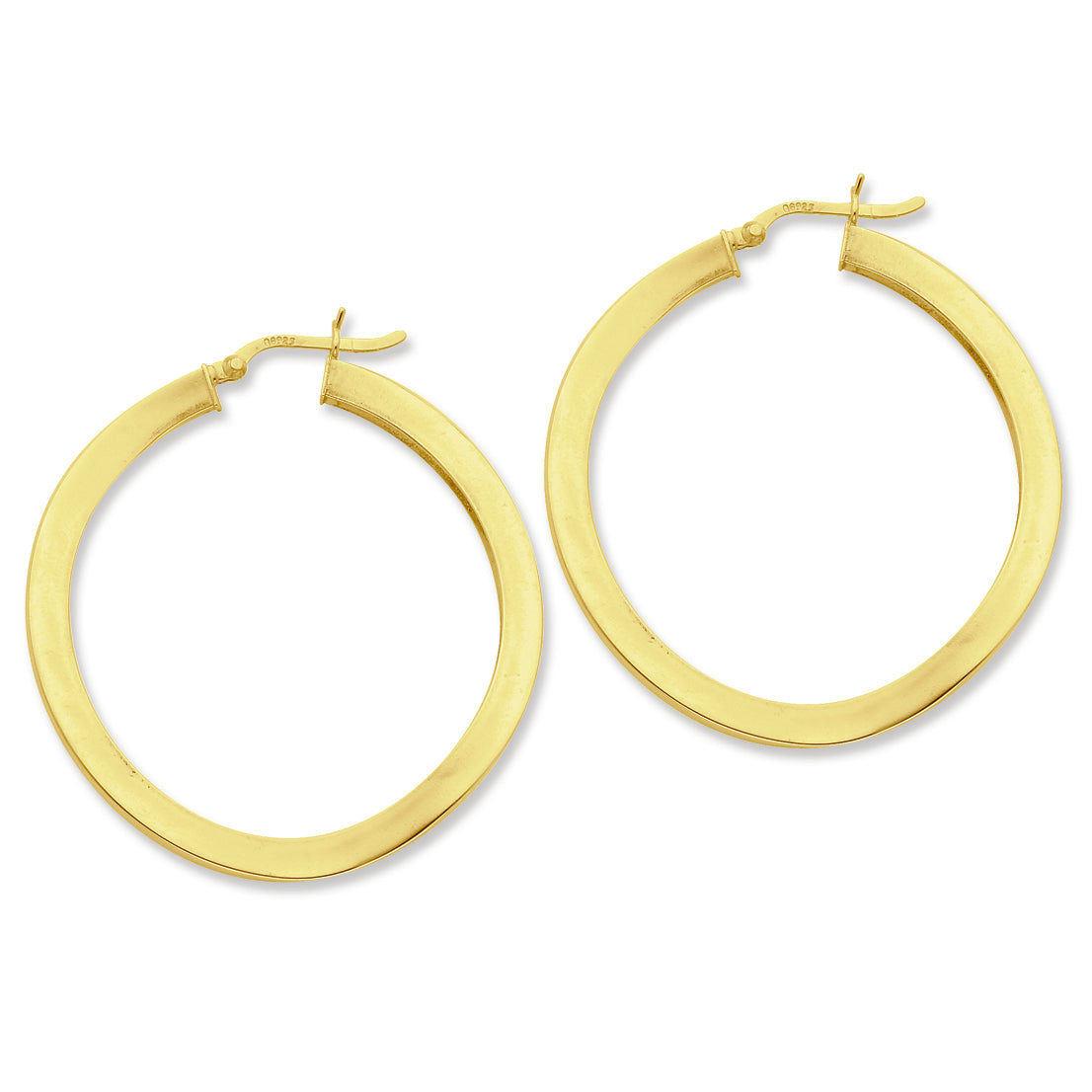 Sterling Silver Gold-flashed 45mm Hoop Earrings