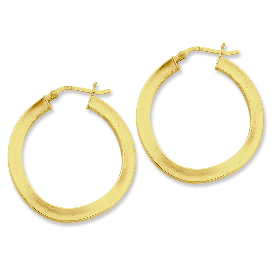Sterling Silver Gold-flashed 35mm Hoop Earrings