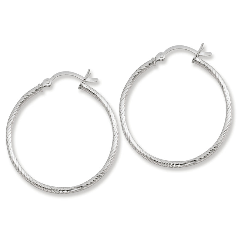 Sterling Silver Fine Twist 30mm Hoop Earrings