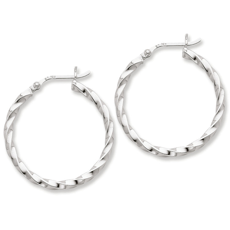 Sterling Silver Twisted 30mm Hoop Earrings