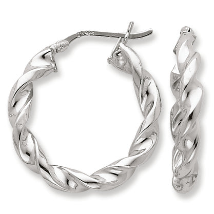 Sterling Silver Twist 25mm Hoop Earrings