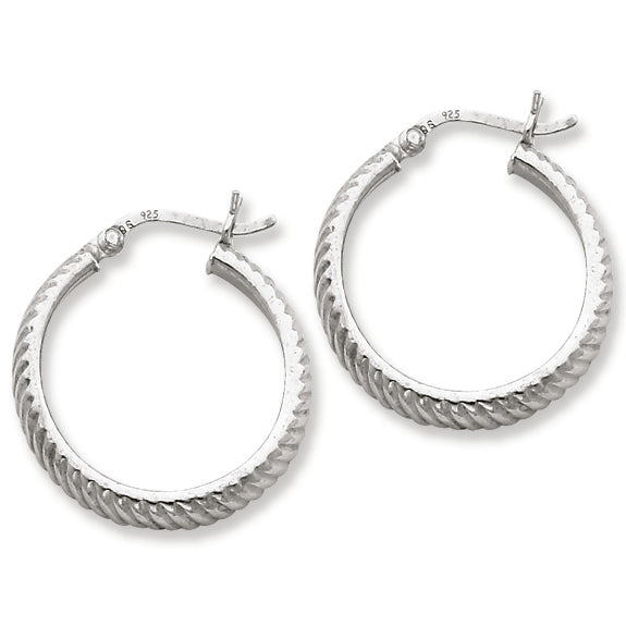Sterling Silver 4mm Grooved Hoop Earrings