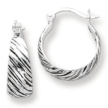 Sterling Silver Antiqued & Textured Hoop Earrings