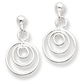 Sterling Silver Multi Ring Post Dangle Earrings