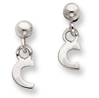 Sterling Silver Polished C Dangle Post Earrings