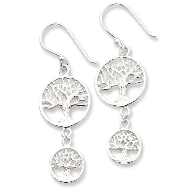 Sterling Silver Filigree Trees Circular Dangle Earrings