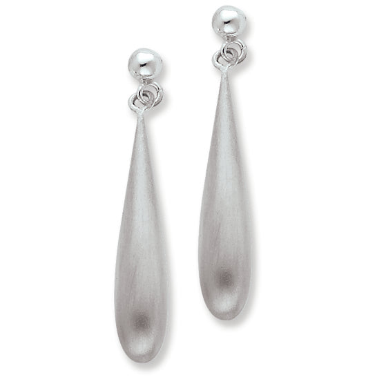Sterling Silver Polished & Satin Dangle Post Earrings