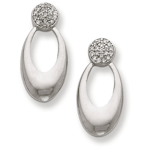 Sterling Silver CZ Circle and Open Oval Post Earrings