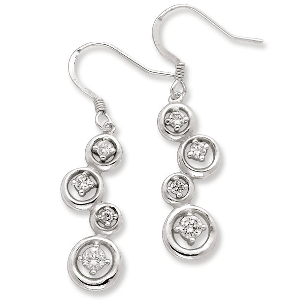 Sterling Silver & CZ Fancy Polished Fancy Dangle Earrings