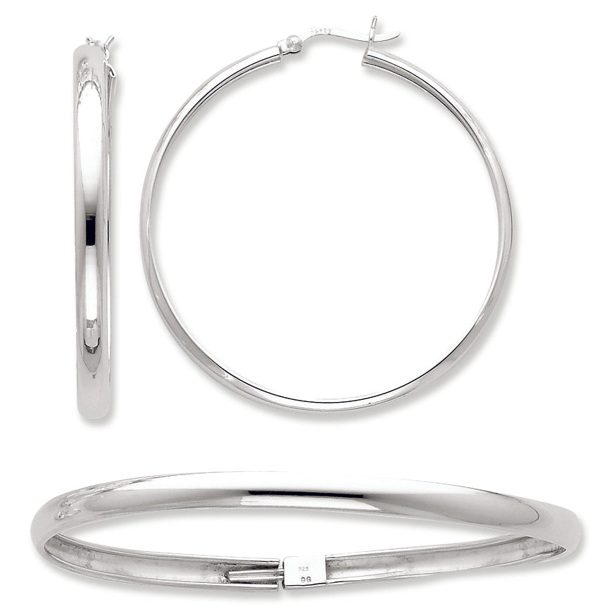 Sterling Silver Polished Bangle and 45mm Earring Set