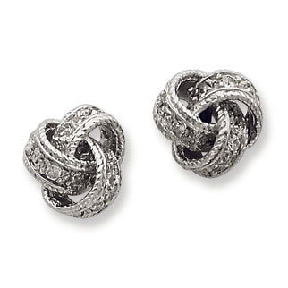 Sterling Silver CZ Love Knot Post Earrings