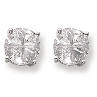 Sterling Silver 10mm Round Basket Set CZ Stud Earrings