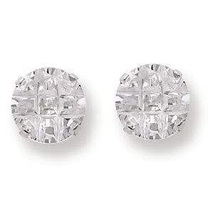 Sterling Silver 9mm Round 4 Prong CZ Stud Earrings