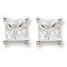 Sterling Silver 6mm Square CZ Basket Set Stud Earrings