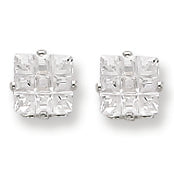 Sterling Silver 5mm Square CZ 4 Prong Stud Earrings