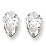 Sterling Silver 6x4 Pear CZ Stud Earrings