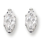 Sterling Silver 7x3.5 Marquise Stud Earrings