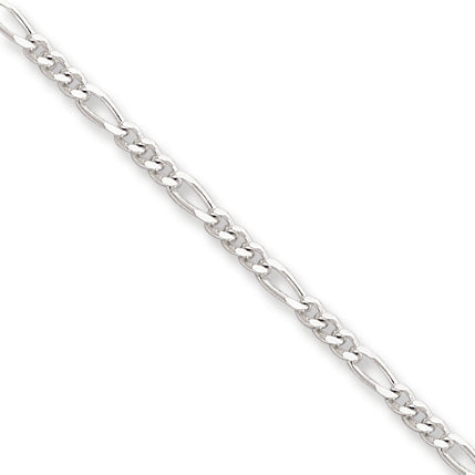 Sterling Silver Diamond Cut & Polished Figaro with 1in ext. Anklet