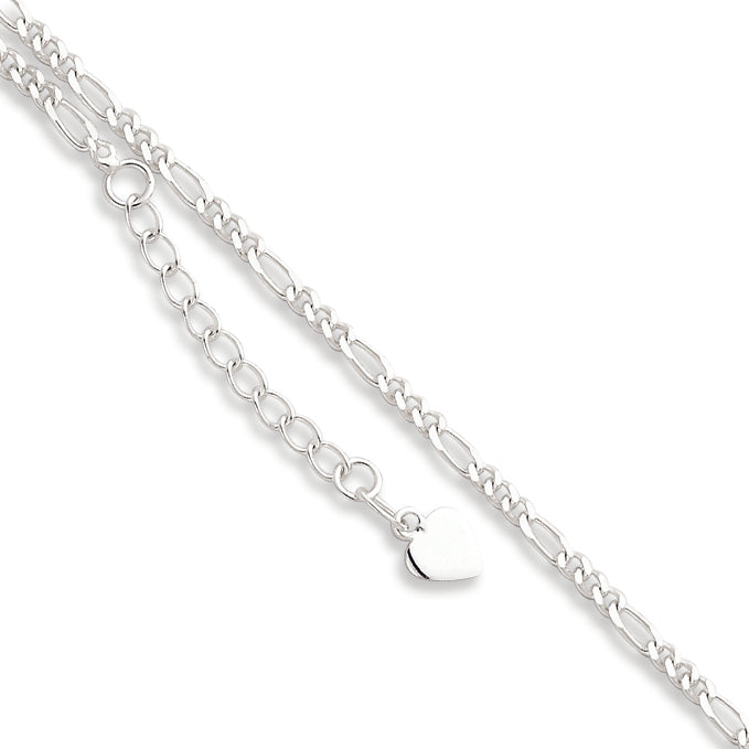 Sterling Silver D-C & Polished Figaro Anklet