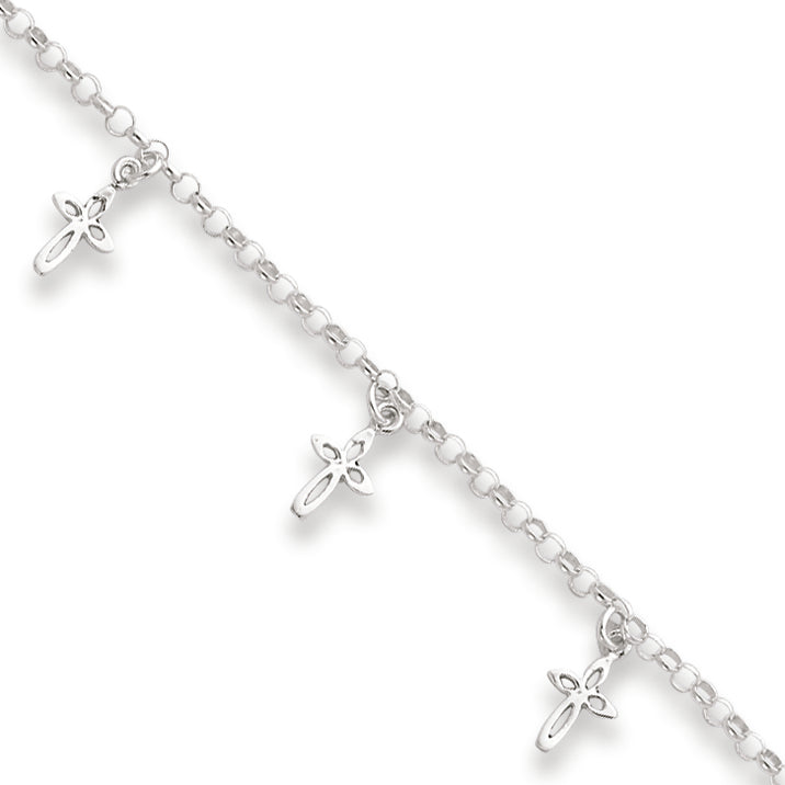 Sterling Silver Cross Anklet