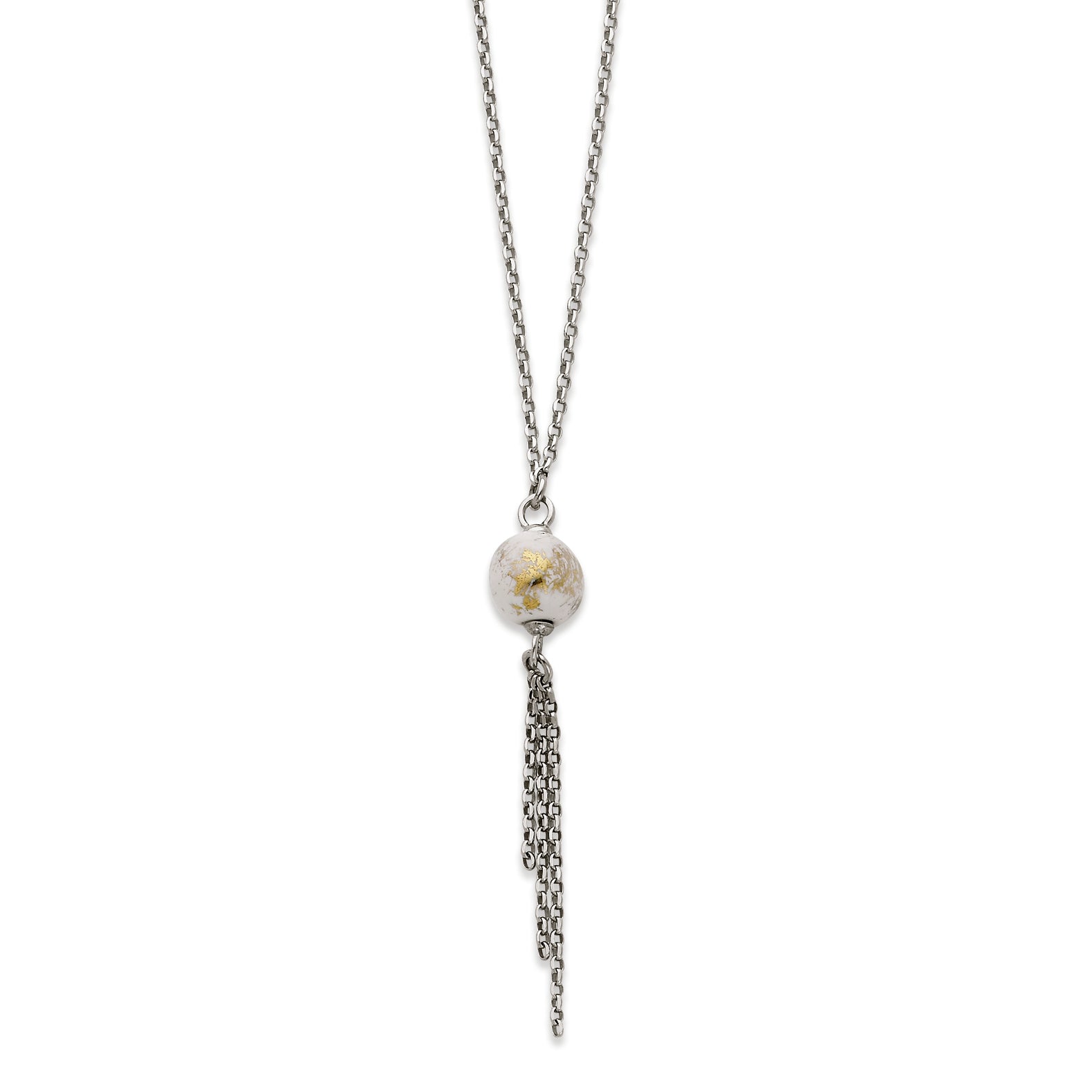 Sterling Silver Enamel Fancy Drop Necklace