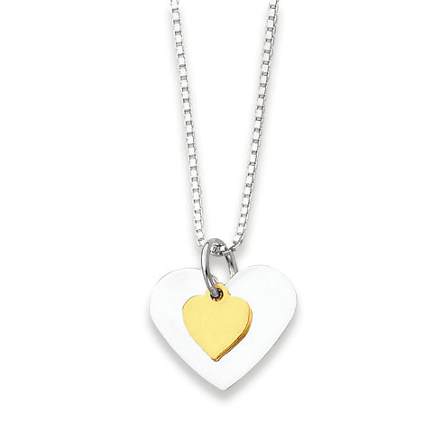 Sterling Silver & Vermeil Polished Fancy Heart Necklace