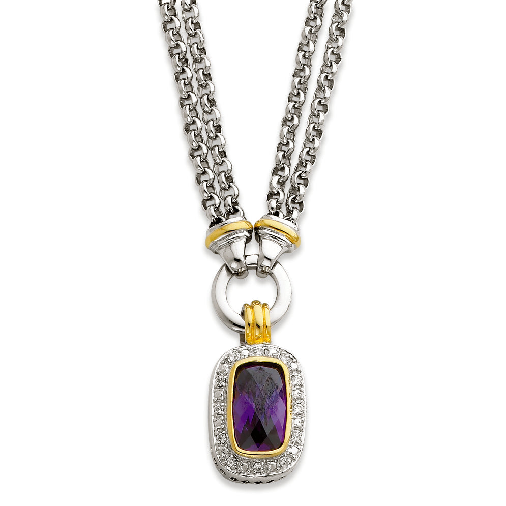 Sterling Silver Gold-plated CZ Necklace