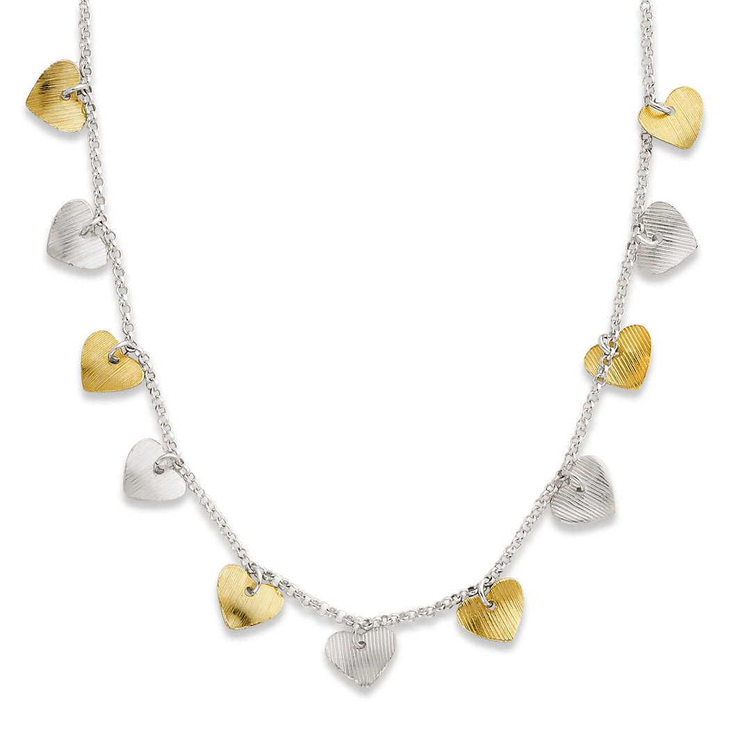 Sterling Silver & Vermeil Polished & Textured Necklace