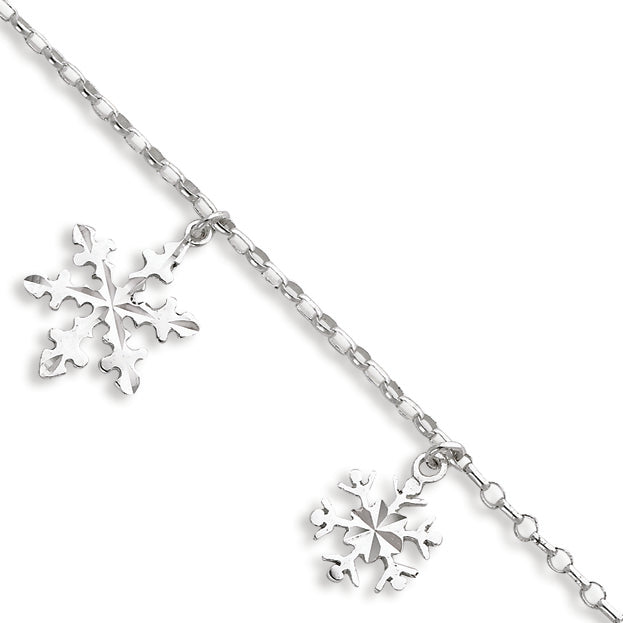 Sterling Silver Diamond-Cut Snowflake Bracelet