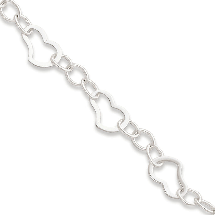 Sterling Silver Heart Link Bracelet