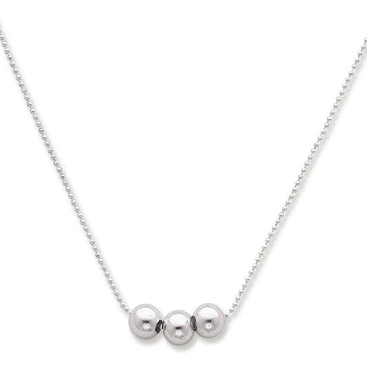 Sterling Silver Polished 3 Bead Necklace