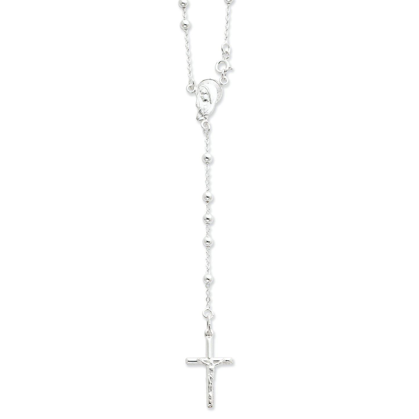 Sterling Silver Rolo Chain Rosary Necklace