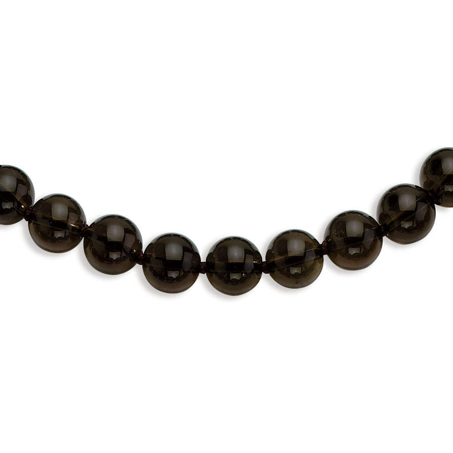 Sterling Silver 12-12.5mm Smokey Quartz Beaded Necklace