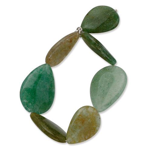 Sterling Silver Green Aventurine Stretch Bracelet