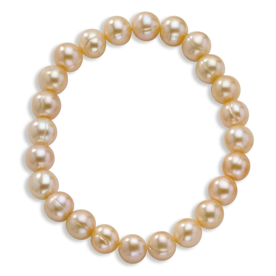 Sterling Silver 8-8.5mm FW Cultured Peach Stretch Bracelet