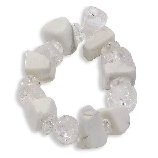 Crackle and Rock Quartz - Howlite Stretch Scarf Holder