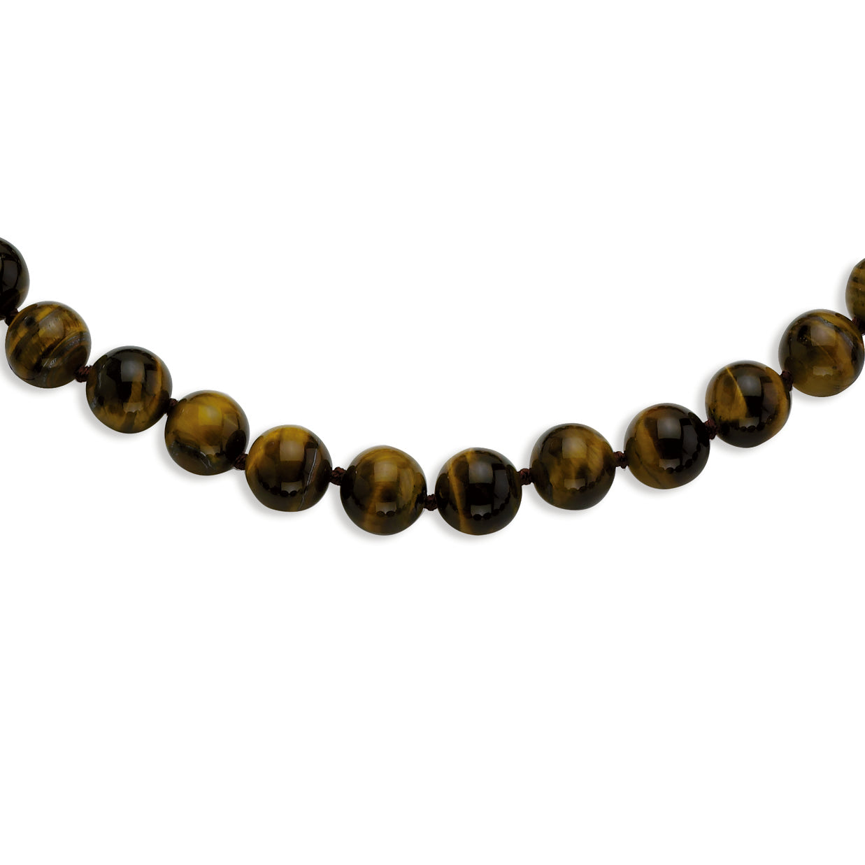10-10.5mm Smooth Beaded Tiger Eye Necklace