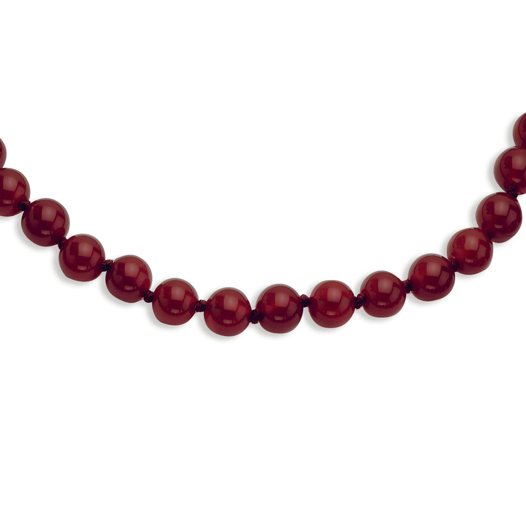 8-8.5mm Smooth Beaded Carnelian Necklace