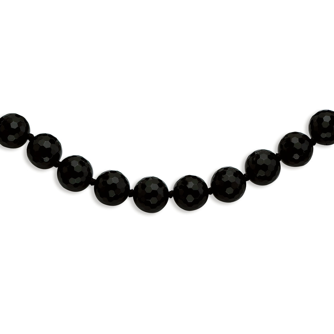 10-10.5mm Faceted Black Agate Necklace