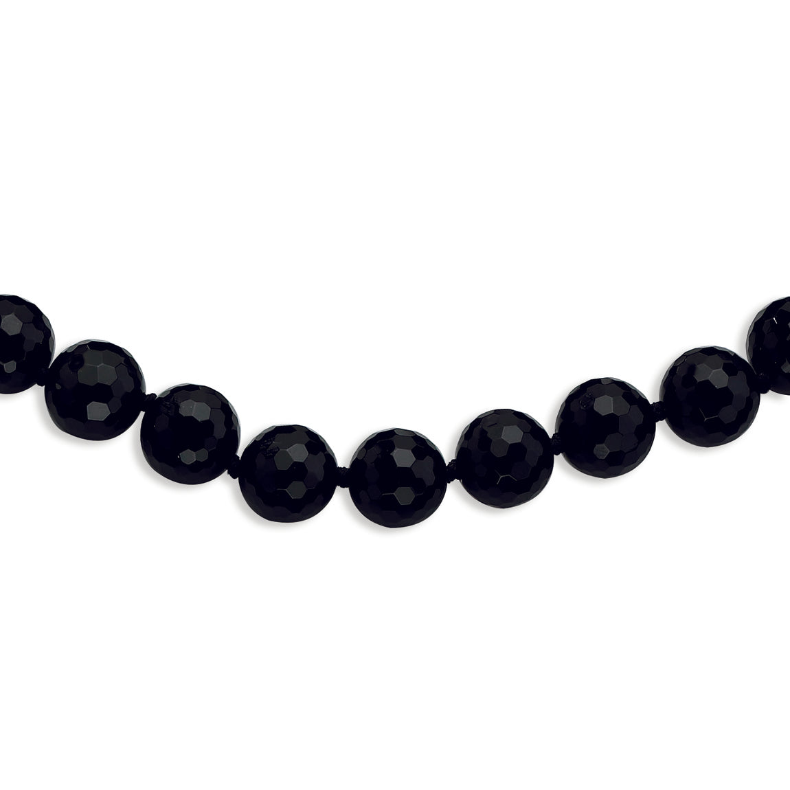 12-12.5mm Faceted Black Agate Necklace