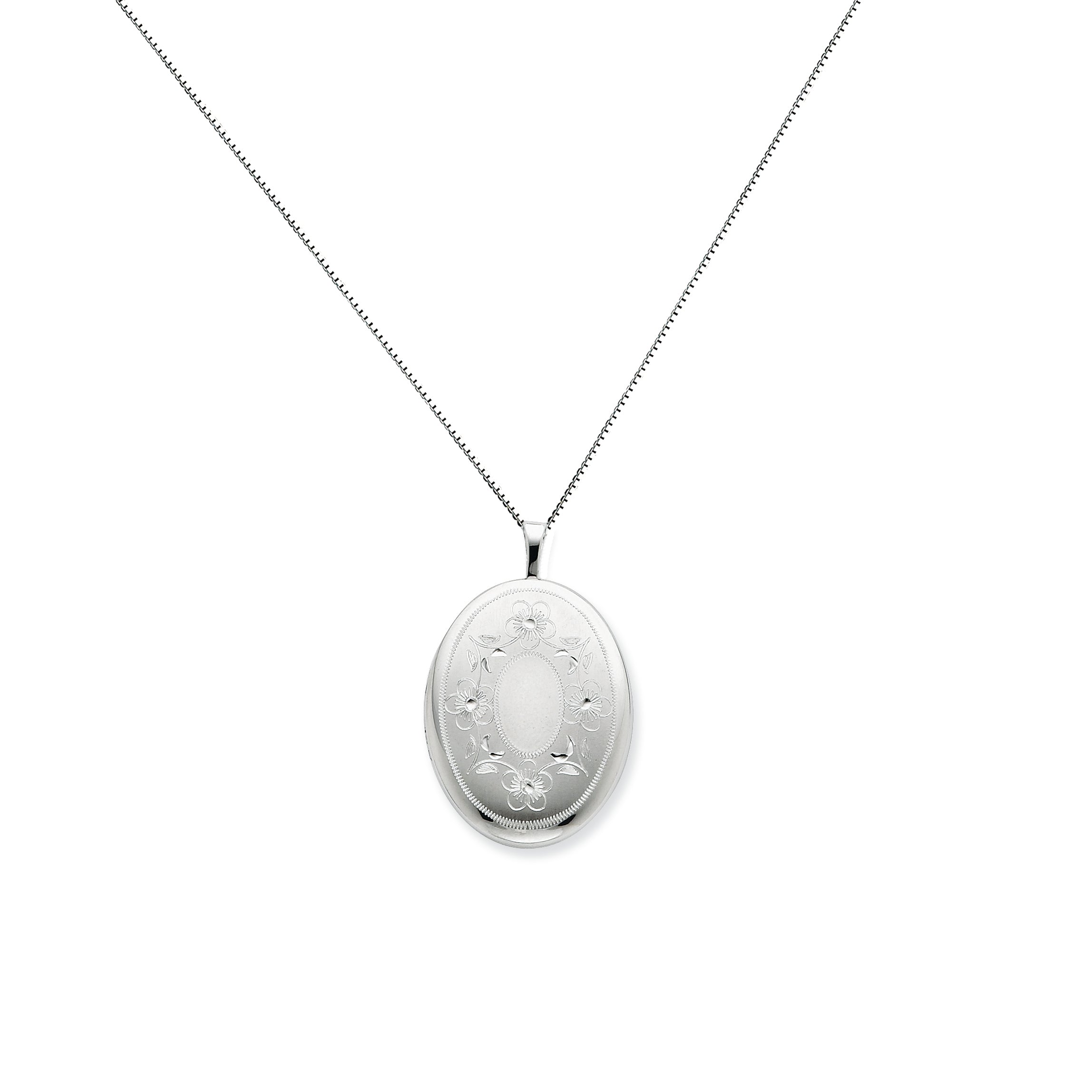 Sterling Silver 20mm Oval with Flowers Oval Locket