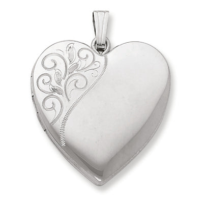 Sterling Silver 24mm Polished Swirl Heart Locket