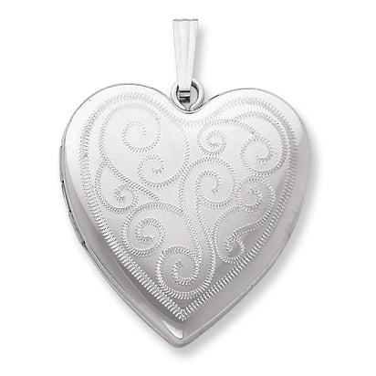 Sterling Silver 24mm Swirl Design Heart Locket