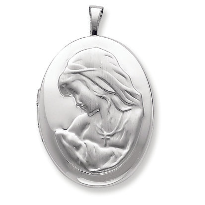 Sterling Silver 20mm Mother and Baby Oval Locket