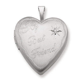 Sterling Silver 20mm Best Friend with Diamond Heart Locket