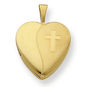 Gold Plated Sterling Silver 16mm Textured Cross Locket