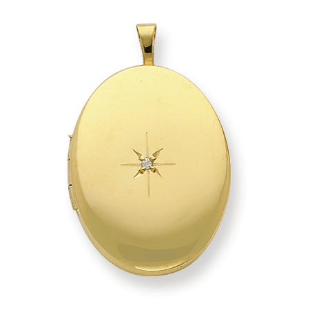 Gold Plated Sterling Silver & Diamond 20mm D-C Oval Locket
