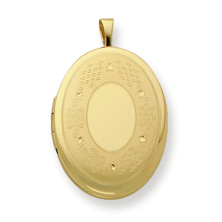 Gold Plated Sterling Silver 20mm Satin & D-C Fancy Oval Locket