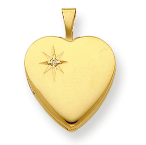 Gold Plated Sterling Silver & Diamond 16mm Heart Locket