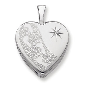 Sterling Silver 16mm D-C Footprints Heart Locket